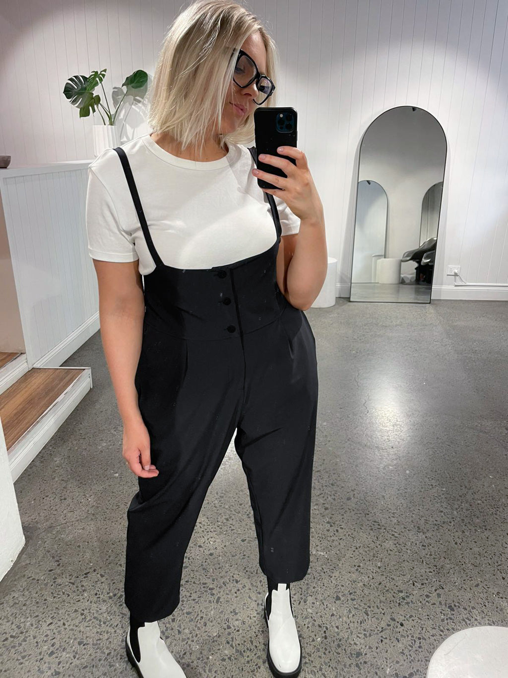 Amazon.com: Women's Summer Jumpsuits Casual Rompers High Waist Button Front  Wide Leg Suspender Black Jumpsuit Sleeveless : Clothing, Shoes & Jewelry